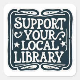 Adesivo Quadrado suporte ao quadrado da biblioteca local