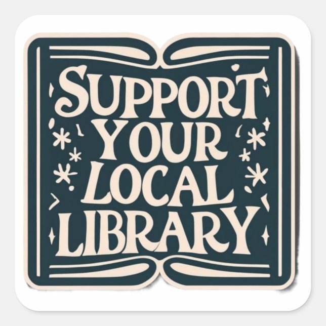 Adesivo Quadrado suporte ao quadrado da biblioteca local (Frente)