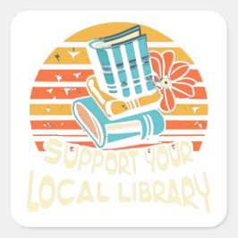 Adesivo Quadrado suporte ao quadrado da biblioteca local