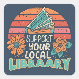 Adesivo Quadrado suporte ao quadrado da biblioteca local