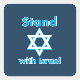 Adesivo Quadrado Suporte com Israel - CHEIO - Magen David