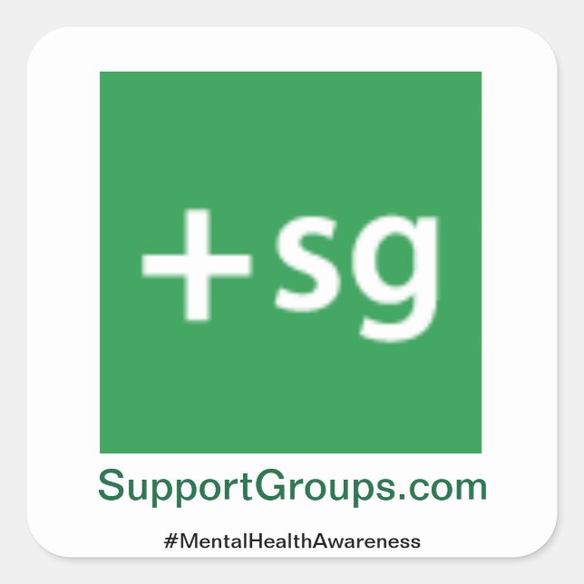 Adesivo Quadrado SupportGroups.com #MentalHealthConsciência (Frente)