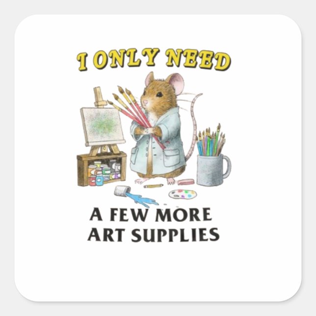 Adesivo Quadrado Suprimentos de Arte Unisex (Frente)