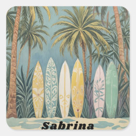 Adesivo Quadrado Surf, Estilo de Pastel Personalizado