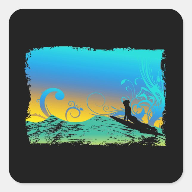 Adesivo Quadrado Surf Girl (Frente)