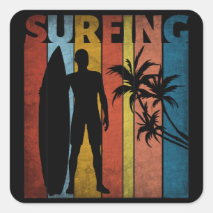 ADESIVO QUADRADO SURFANDO VERÃO TROPICAL