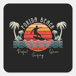 Adesivo Quadrado Surfe na Praia da Flórida