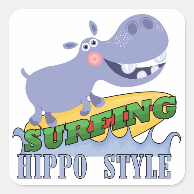 Adesivo Quadrado Surfer Hippopotamus (Frente)