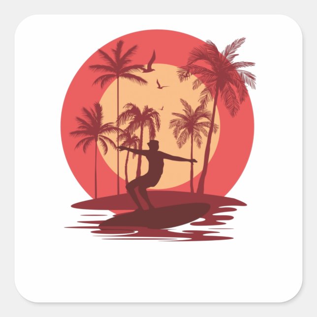 Adesivo Quadrado Surfing Paradise (Frente)