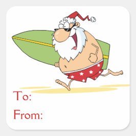 Adesivo Quadrado Surfing Santa Claus