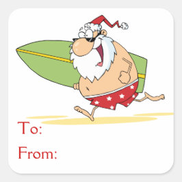 Adesivo Quadrado Surfing Santa Claus