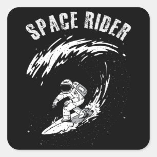 Adesivo Quadrado Surfista Astronauta Espacial