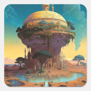 Adesivo Quadrado Surreal Fantasy City in USA