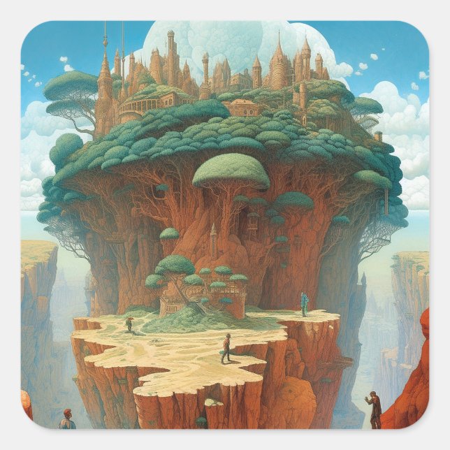 Adesivo Quadrado Surreal Fantasy City in USA (Frente)