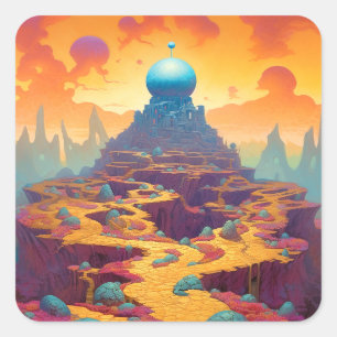 Adesivo Quadrado Surreal Fantasy City in USA