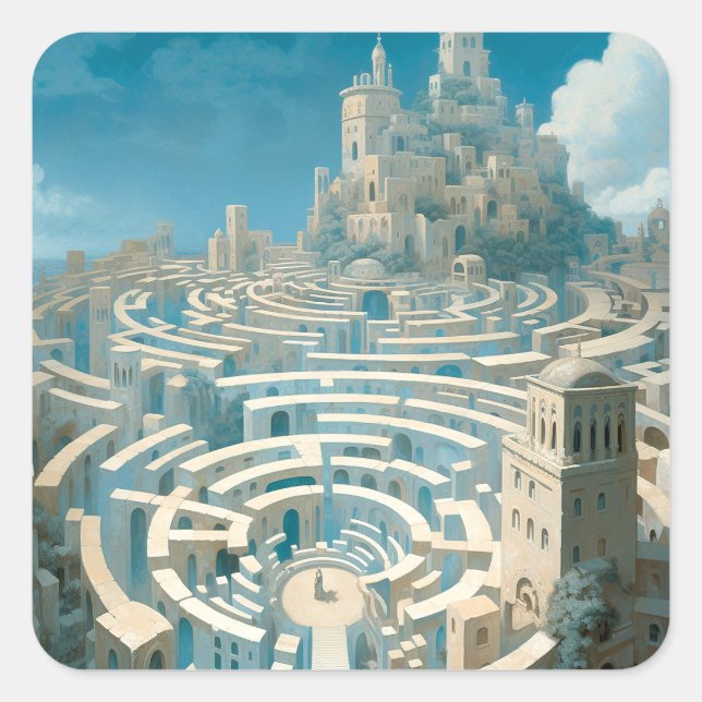 Adesivo Quadrado Surreal Maze City (Frente)