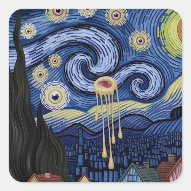 Adesivo Quadrado Surreal Starry Night Sticker (Frente)
