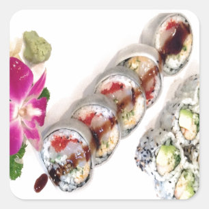 Adesivo Quadrado Sushi California Rolls