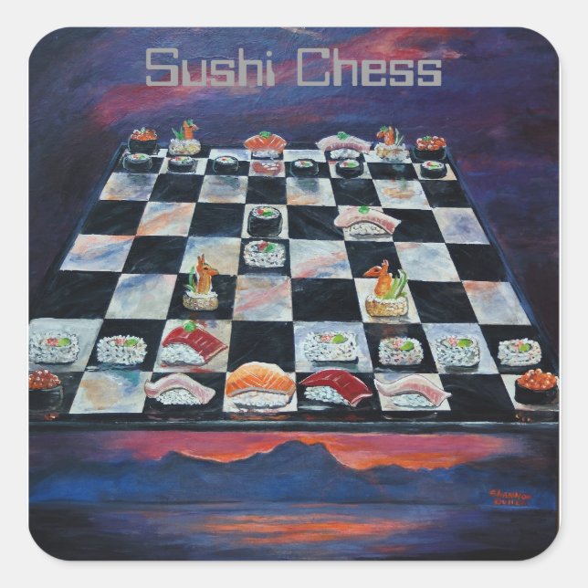 Adesivo Quadrado Sushi Chess (Frente)