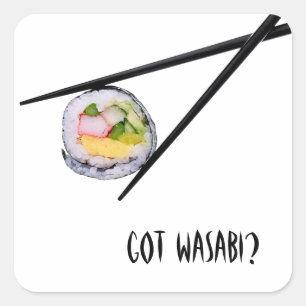 Adesivo Quadrado Sushi e chopsticks pretos