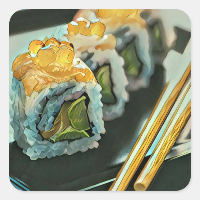 Adesivo Quadrado Sushi japonês (Frente)