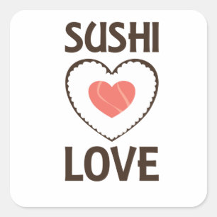 Adesivo Quadrado Sushi Love Heart Rice Salmon Favorite