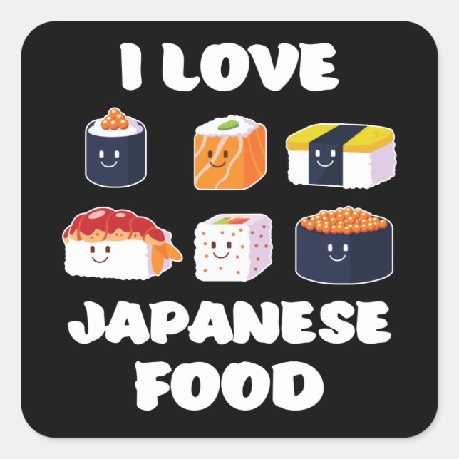 Adesivo Quadrado Sushi Noodles Anime Manga Funny Japan Otaku Outfit (Frente)