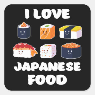 Adesivo Quadrado Sushi Noodles Anime Manga Funny Japan Otaku Outfit
