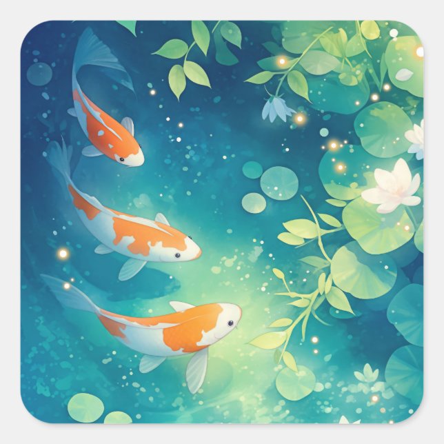 Adesivo Quadrado Sussurros do Koi Pond (Frente)
