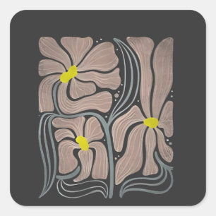 Adesivo Quadrado Sutil Boho Flowers Anti Trump Anti Maga