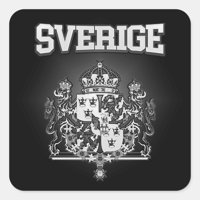 Adesivo Quadrado Sverige  Emblem (Frente)