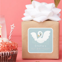 Swan Princess Modern Blue Girl Birthday