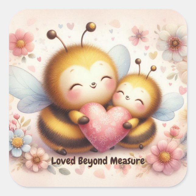 Adesivo Quadrado Sweet Bee Valentine Encouragement Sticker (Frente)
