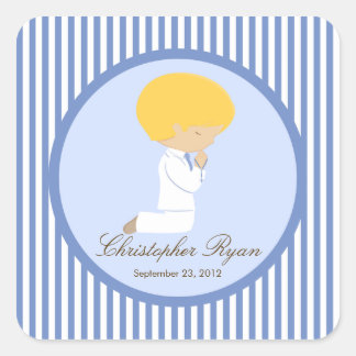 Adesivo Quadrado Sweet Boy First Sagrada Commune Sticker Blue