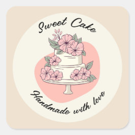 Adesivo Quadrado Sweet Cake Bakery Logo