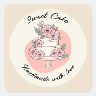 Adesivo Quadrado Sweet Cake Bakery Logo