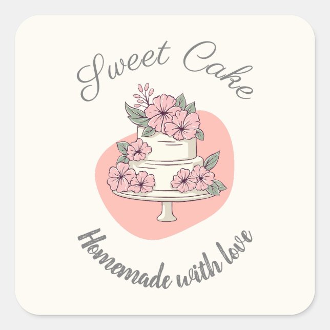 Adesivo Quadrado Sweet Cake Bakery Logo (Frente)