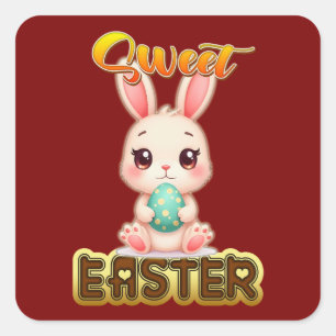 Adesivo Quadrado Sweet Easter Bunny – Cute Chocolate - Autocolante