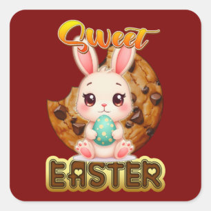 Adesivo Quadrado Sweet Easter Bunny – Cute Design - Autocolante