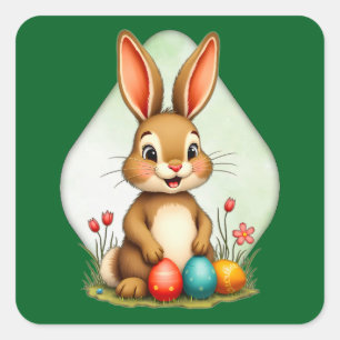Adesivo Quadrado Sweet Easter Bunny – Sitting Cute - Autocolante