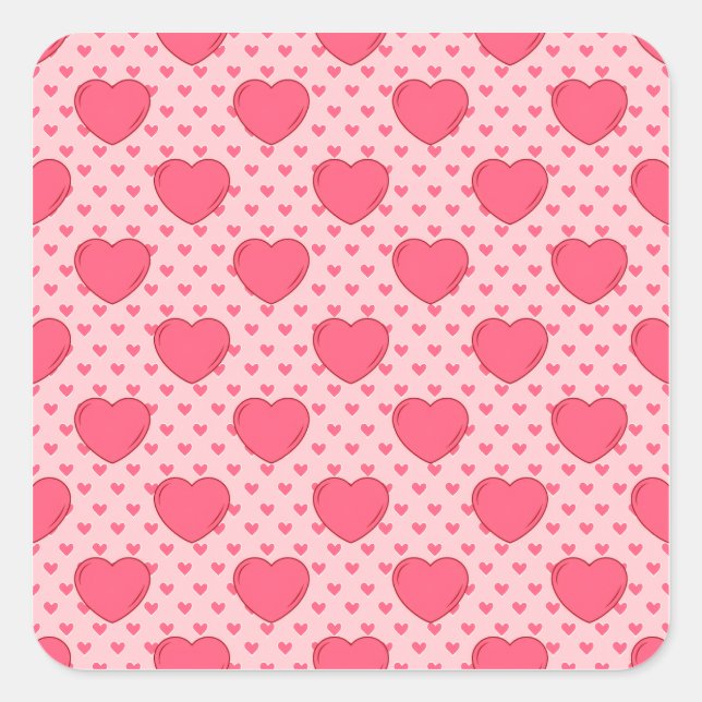 Adesivo Quadrado Sweet Happy Valentine’s Day Red Heart for Lovers (Frente)