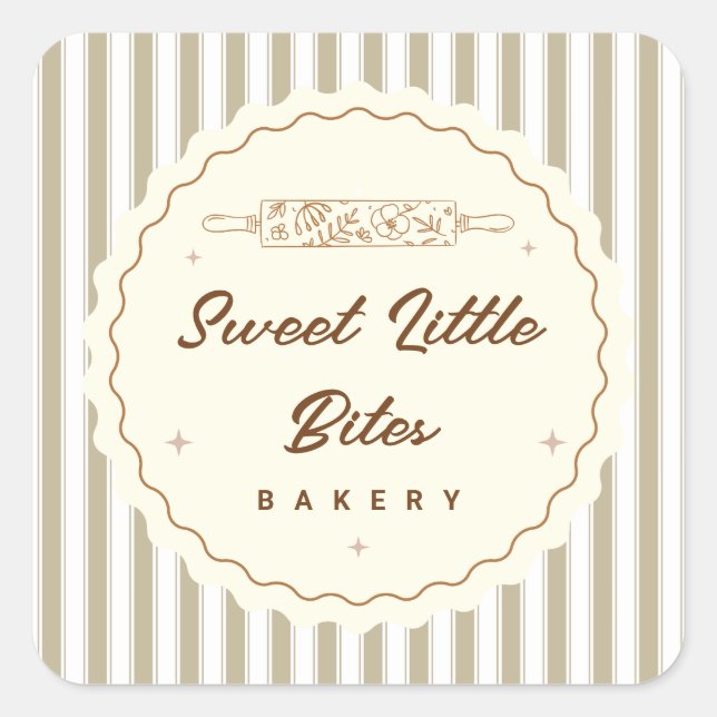 Adesivo Quadrado Sweet Little Bites Small Bakery Logo Sticker (Frente)