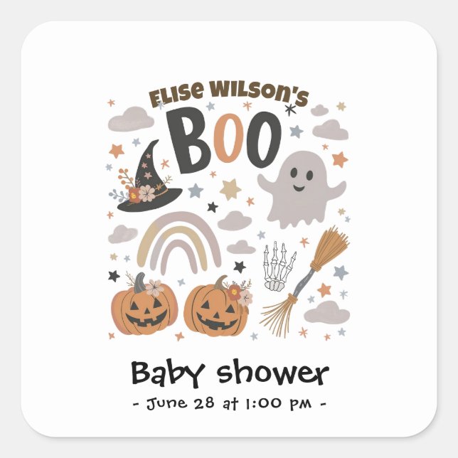 Adesivo Quadrado Sweet Little Halloween boo is on the way (Frente)