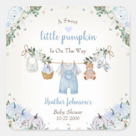 Adesivo Quadrado Sweet Little Pumpkin Autumn Baby Shower