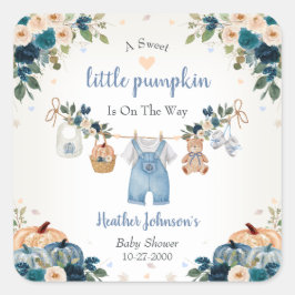 Adesivo Quadrado Sweet Little Pumpkin Autumn Baby Shower