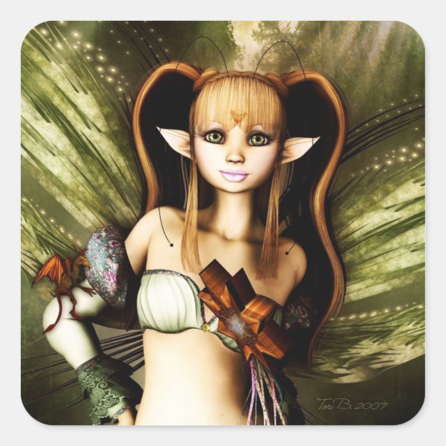 Adesivo Quadrado Sweet Mishead Fairy (Frente)