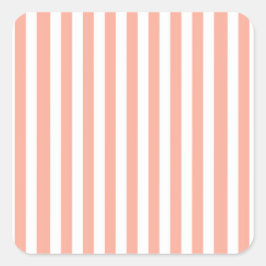 Adesivo Quadrado Sweet Peach Baby Shower Favor Tags – Orange Stripe