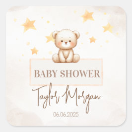 Adesivo Quadrado Sweet Teddy Bear Baby Shower