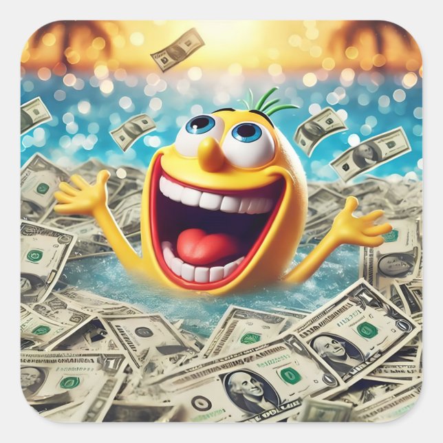 Adesivo Quadrado swimming in money (Frente)