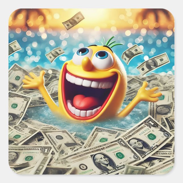 Adesivo Quadrado swimming in money (Frente)